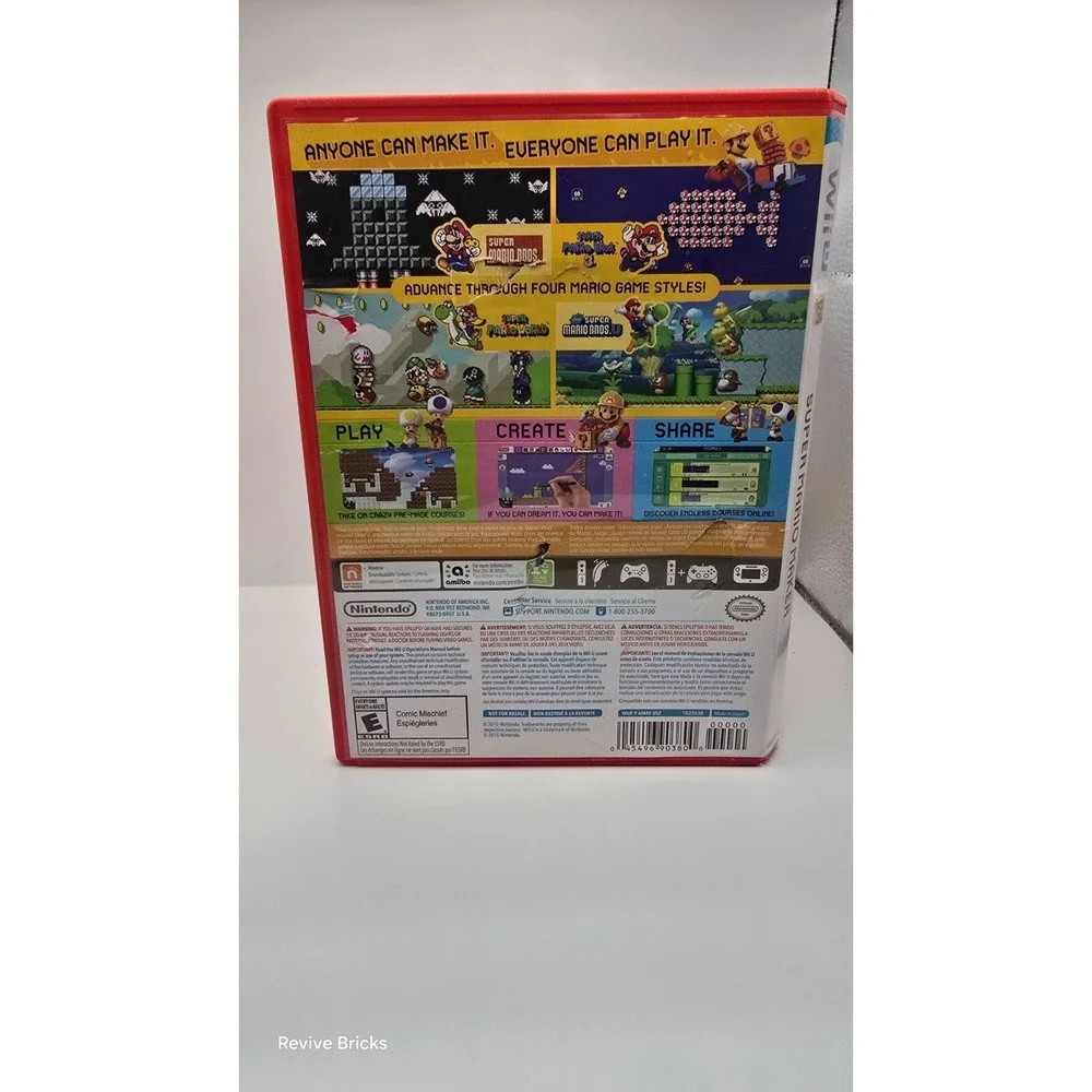 Super Mario Maker Wii U CIB Nintendo Wii U 2015 Complete with Slipcover & Manual